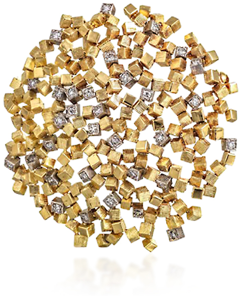 Brooch of 18ct yellow gold John Donald, Brooch of 18ct yellow gold domed clusters of striated cubes