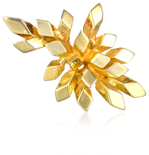 Brooch of square rods John Donald, Brooch of silver gilt square rods cut diagonally forming polished rhomboids
