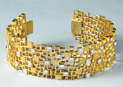 18ct Square tube bracelet John Donald, Progressing from the square tubes designs and use of square plates